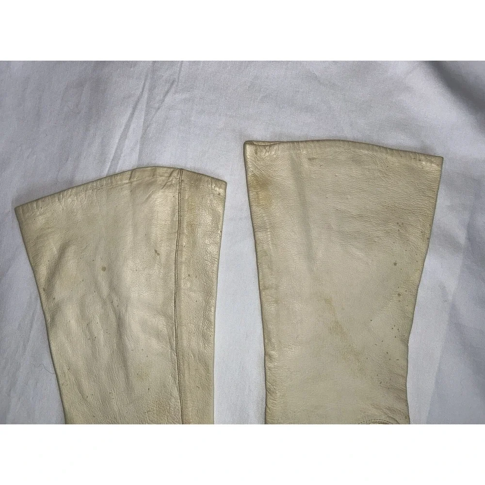 Vintage Kid leather gloves silk Lined made in France 14‎ inches